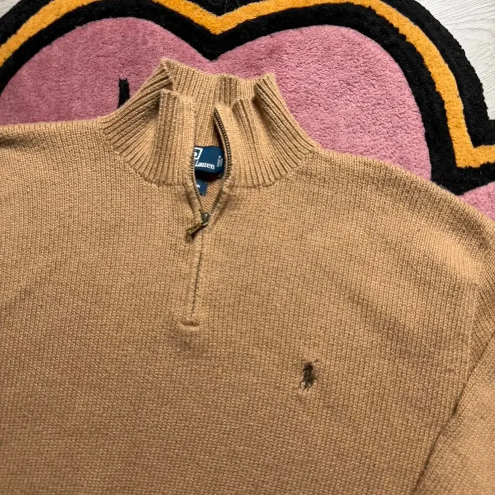 Polo Ralph Lauren Embroidered Logo 1/4 Zip Pullover Sweater Size XL